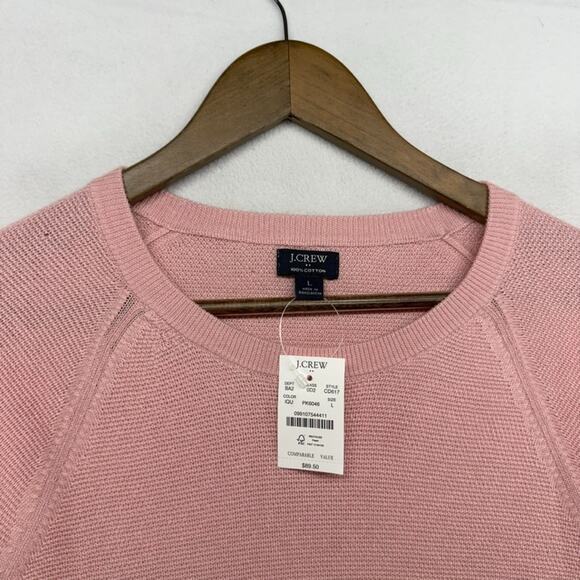 J Crew Sweater men's Large Pink Cotton Seed Stitch Lightweight Crew Preppy NEW - Picture 4 of 10
